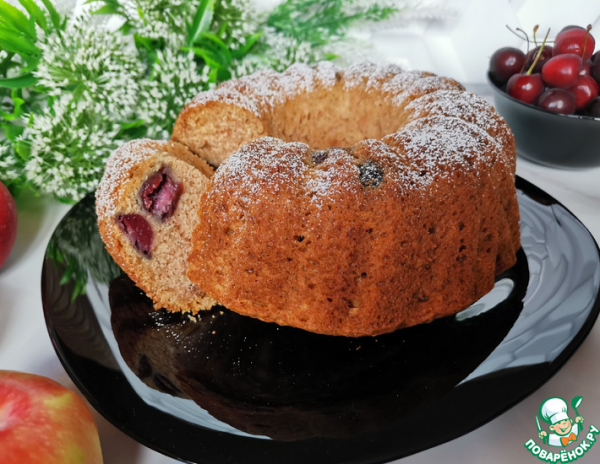 Яблочный кекс с черешней Яблочный кекс с черешней